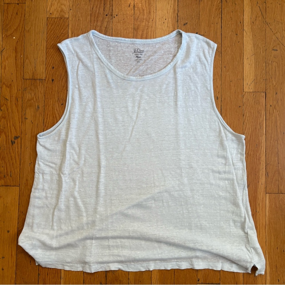 J. Crew Light Blue Sleeveless Linen Tee
